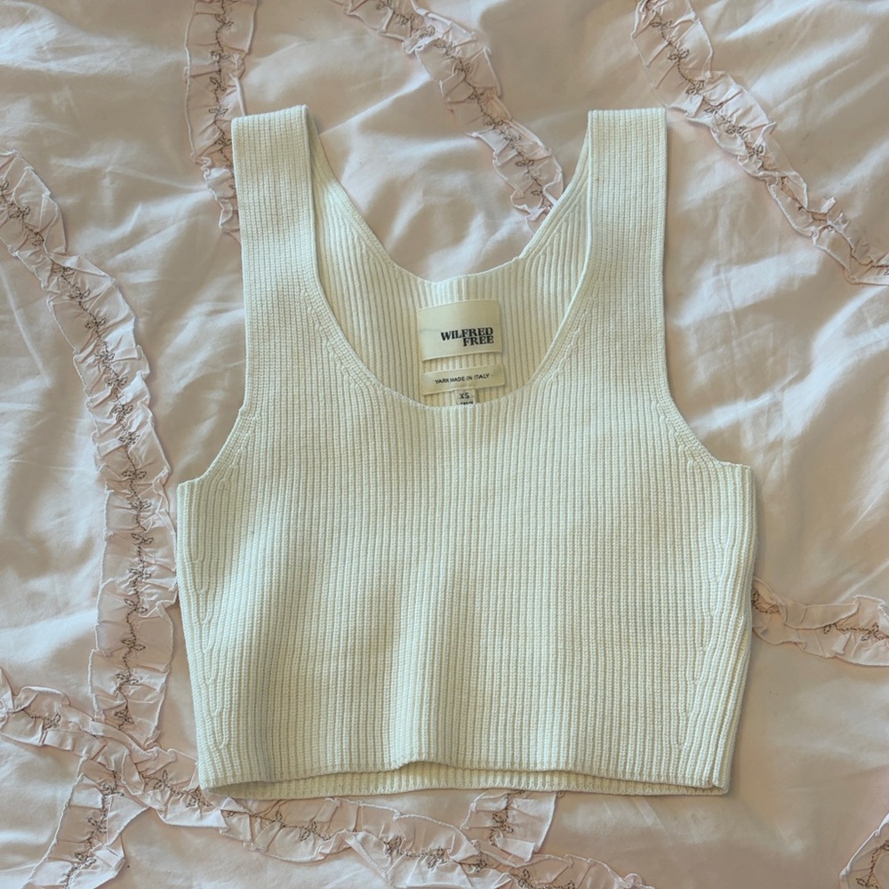 Wilfred Ribbed Cream Crop Tank